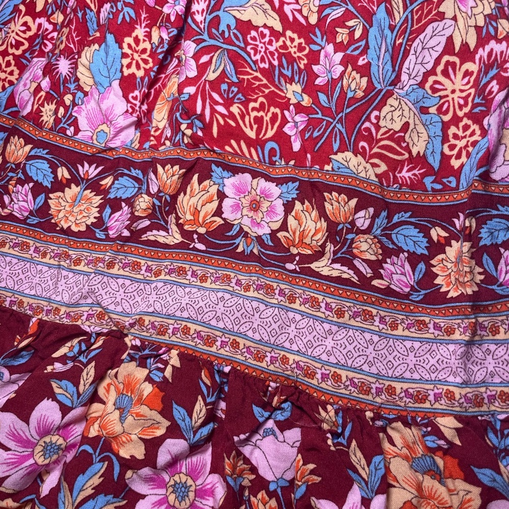 Red Boho Flutter Floral Dress - Picture 5 of 7